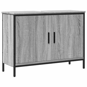 Armario Lavabo Baño Madera Ingeniería Gris Sonoma 80x30x60 Cm Vidaxl
