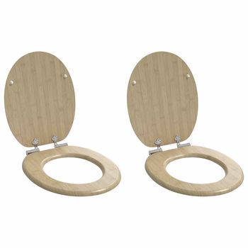Asiento De Inodoro De Cierre Suave 2 Uds. Color Bambú Claro Vidaxl