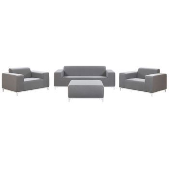 Conjunto De Jardín 5 Plazas De Poliéster Gris Blanco Patas Metal Rovigo