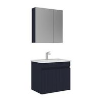 conjunto de mueble con lavabo y espejo 2 piezas  - 65 x 45 x 57 cm - azul marino mate