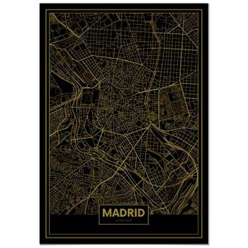 Panorama Cartón Pluma Mapa Oro De Madrid 70 X 100 Cm | Impreso En Cartón Pluma De Alta Calidad | Cuadros Decoración Salón | Cuadros Para Dormitorio |