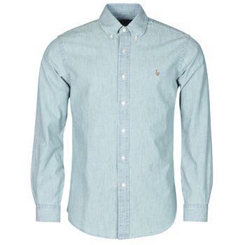 Polo Ralph Lauren Camisa manga larga CHEMISE AJUSTEE EN CHAMBRAY DENIM COL BOUTONNE LOGO PONY PLAYER para hombre