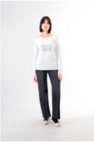 camiseta de manga larga con logo de strass white
