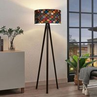 lampara de pie tripode newport 1xe27 20 w mdf 21 x o 38 cm negro  multicolor luxpro