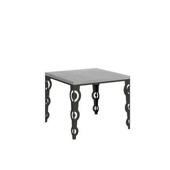 Mesa Tipo Libro 90x90/180 Cm Karamay Libra Cemento Estructura Antracita