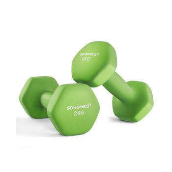 Mancuernas Hexagonales con Superficie de Vinilo para Fitness Ejercicio, Verde Lima / 2 x 2kg