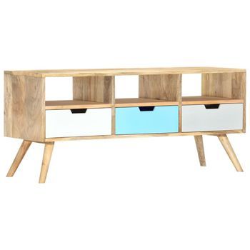 Mueble Para Tv De Madera Maciza De Mango 110x35x48 Cm Vidaxl