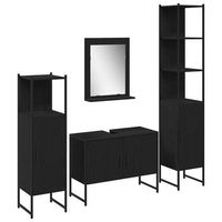 juego de muebles de bano 4 pcs negro madera de ingenieria vidaxl