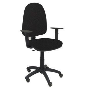 Silla De Oficina Ergonómica Con Mecanismo De Contacto Permanente, Regulable En Altura Y Ruedas De Parquet  Asiento Y Respaldo Tapizados En Tejido Bali Color Negro (brazos Regulables En Altura) Piqueras Y Crespo Modelo 04cp