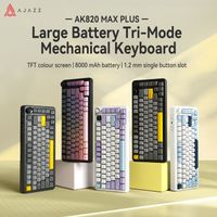 teclado inalambrico para juegos ajazz ak820 max plus tri-modo bt5124gusb-c gasket y hot-swap completo ritmo musical rgb interruptores flying fishdaydreammaillardavocado