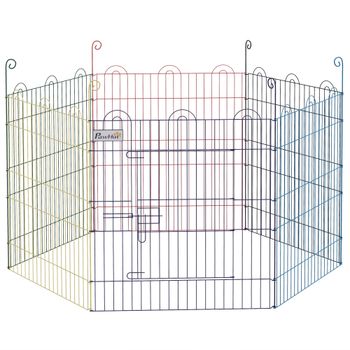 PawHut Parque Plegable para Mascotas Jaula Plegable para Perros de 6 Paneles para Jardín Patio Exterior Ø120x60 cm Multicolor   Aosom España