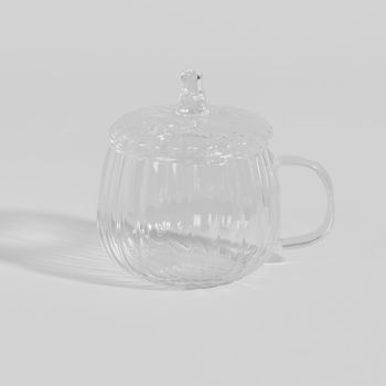 Taza con forma de calabaza y tapa de vidrio