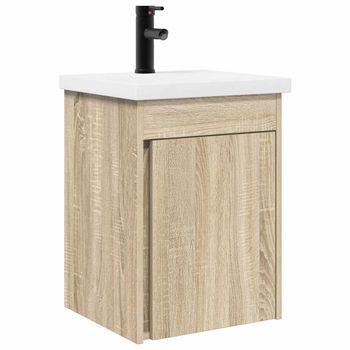 Unidad De Tocador De Baño Con Grifo Roble Sonoma Vidaxl