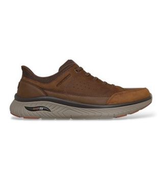 Skechers para hombre. 205656 Zapatillas Slip-Ins: Arch Fit Crosser - Felix marrón (41), Piel, Beige, Plano, Cordones, Casual