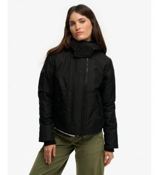Superdry para mujer. W5012174A Chaqueta Hooded Arctic negro (XL), Casual, Poliéster Reciclado