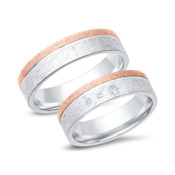 Alianzas 8 quilates oro blanco-rojo 3 diamantes