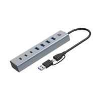 hub usb conceptronic hubbies20g 7 puertos usb 32 tipo-c y tipo-a aluminio gris 025m