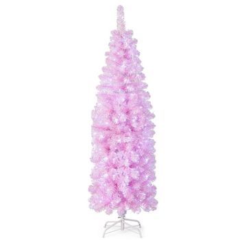 Árbol De Navidad Artificial De 180 Cm Con 250 Led De Color Blanco Frío, Árbol De Navidad Delgado, Color Rosa