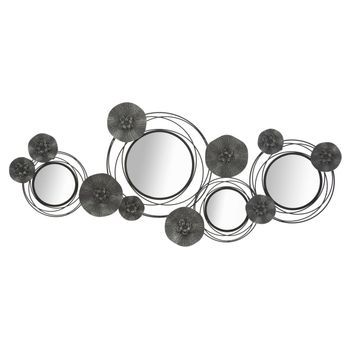 Panel Decorativo 3d En Metal Gris Y Espejos Cm 117x5,5x49