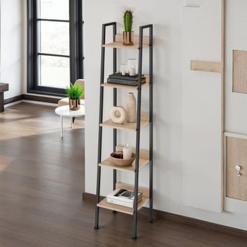 Estantería estilo industrial 5 baldas 35,5x31,5x170,5cm madera clara