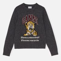 ganni graphic wool-blend jumper - s