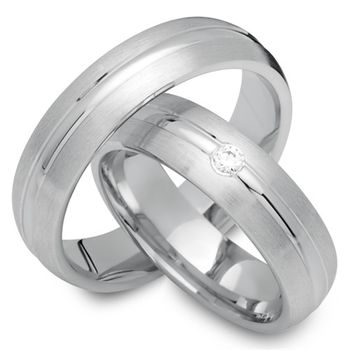 Alianzas 14 quilates oro blanco con diamante