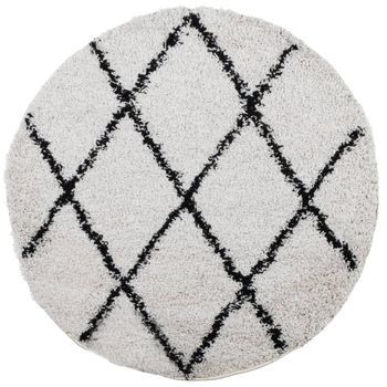 Alfombra De Pelo Largo Moderna Pamplona Crema Y Negro Ø 280 Cm Vidaxl