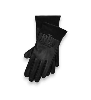 Lauren Ralph Lauren para mujer. 454P23591001 Guantes técnicos de piel de oveja negro (L), Clásico