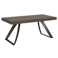 mesa extensible con patas curvadas de acero antracita volta-color marron-5 alargaderas finas-ancho extensible
