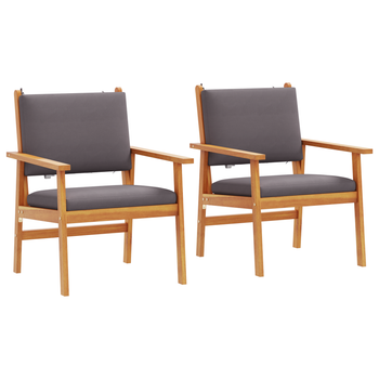 Sillas De Jardín 2 Uds Con Cojines Madera Maciza De Acacia Cfw110078