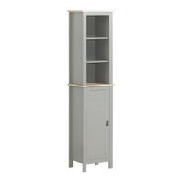 armario alto bano con 3 estantes y 1 puerta madera gris