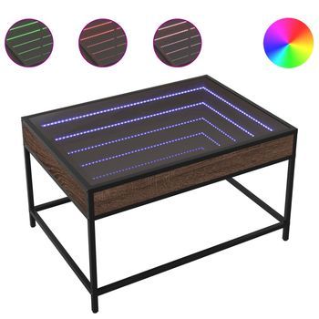 Mesa De Café | Mesa De Centro Con Infinity Led Marrón Roble 70x50x41 Cm