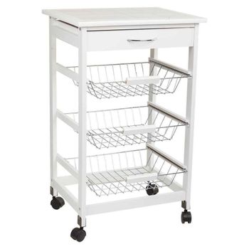 Carro de cocina de madera de pino y dm blanco