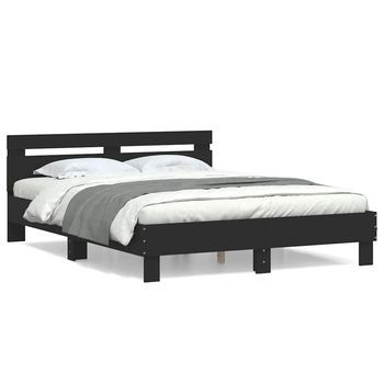 Estructura Cama Con Cabecero Madera Ingeniería Negro 140x190 Cm Vidaxl