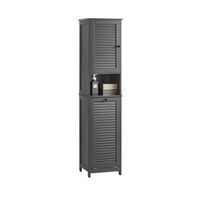 mueble columna de bano con 1 cesto para ropa sucia armario alto para bano con 1 puerta y 3 estantes gris 40 x 38 x 170 cm bzr124-dg sobuy es