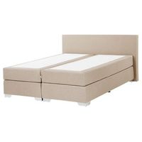 cama continental doble 160 x 200 cm tapizada en tela beige con colchon de muelles embolsados president