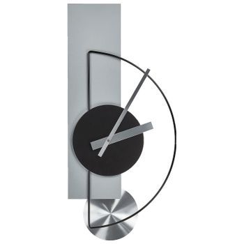 Reloj De Pared Decoración Colgante 31 X 63 Cm Diseño Moderno Con Péndulo Decorativo Sin Números Acero Gris Cevins