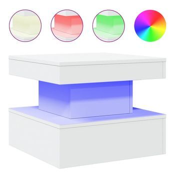 Mesa De Café - Mesa De Centro Con Luces Led Blanco 50x50x40 Cm
