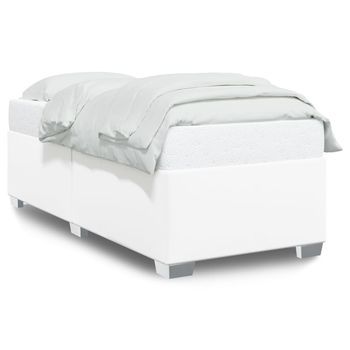 Cama Individual | Cama De Adulto | Estructura De Cama Sin Colchón Cuero Sintético Blanco 100x200cm