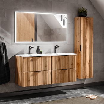 Conjunto mueble lavabo doble tableros de melamina y mdf madera