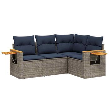 Set De Sofás De Jardín 4 Pzas Con Cojines Ratán Sintético Gris Cfw176786
