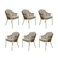 pack 6 sillas ratan de exterior color blanco envejecido