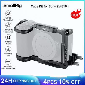 Kit de jaula de cámara SmallRig ZV-E10 II para Sony ZV-E10 II, con abrazadera de cable, con placa de liberación rápida Arca-Swiss para estabilizador -4867