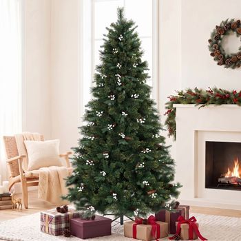 Árbol De Navidad Artificial De Pvc Metal Homcom Ø130x210 Cm-verde