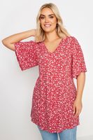 yours top con vuelo rojo de florecitas mujer curvy y tallas grandes yours