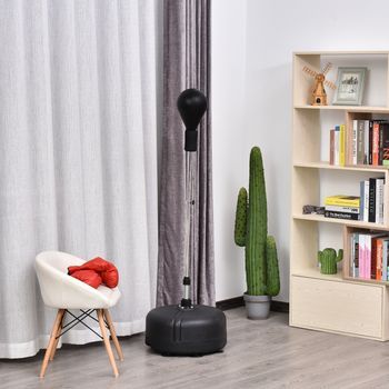 Pera De Boxeo Con Soporte Homcom Acero Pu Pe Ø48x136-154 Cm, Negro