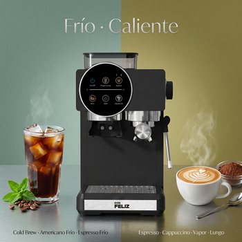 Máquina de Café Espresso Profesional con Molinillo Integrado, 20 Bares, 1350W, Cafetera con Espumador de Leche para Capuchino y