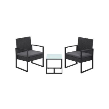 Conjunto de Muebles de jardín Ratán para Balcón Terraza al Aire Libre, Marrón + Gris
