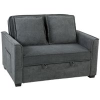 homcom sofa cama 2 plazas 3 en 1 con respaldo ajustable bolsillos laterales 2 almohadas para sala de estar gris oscuro   aosom espana