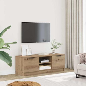 Mueble Tv | Mueble De Salón | Mesa De Tv Madera Contrachapada Artisan Roble 102x35x36,5 Cm Cfw715872